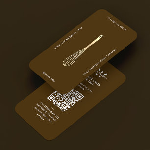 Tarjeta De Visita Batidor marrón de repostería para chef minimalista