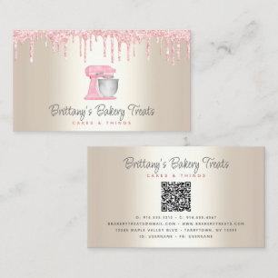 Tarjeta De Visita Batidora de cocina rosa claro en Código QR de pana