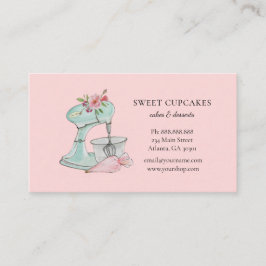 Tarjeta De Visita Batidora de pastel retro rosa panadería 