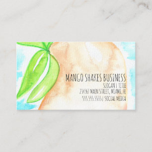 Tarjeta De Visita Batidos de Mango de Acuarela Pintados a Mano 