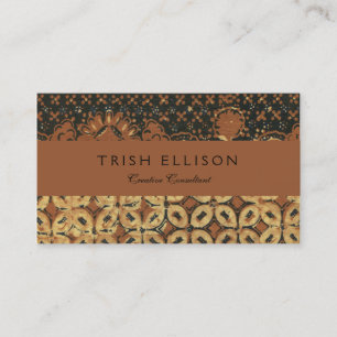 Tarjeta De Visita Batik Earthy Coffee Bean Elegant Rustic Rugged