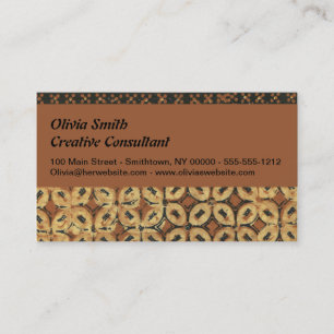 Tarjeta De Visita Batik Earthy Grano de Café Elegante Rústico Áspero