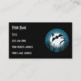 Tarjeta De Visita Bats and Trees Against the Moon