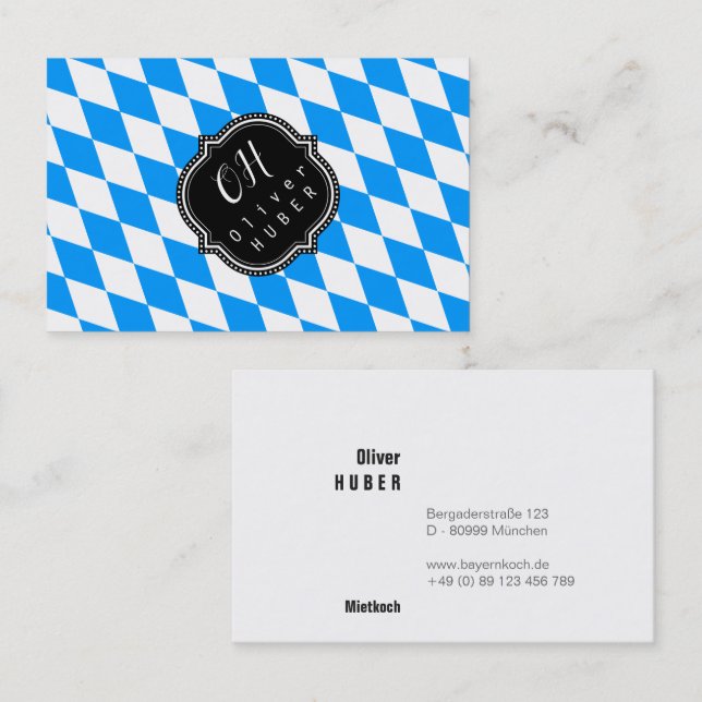 Tarjeta De Visita Bavaria Profesional: tamaño alemán (Anverso / Reverso)
