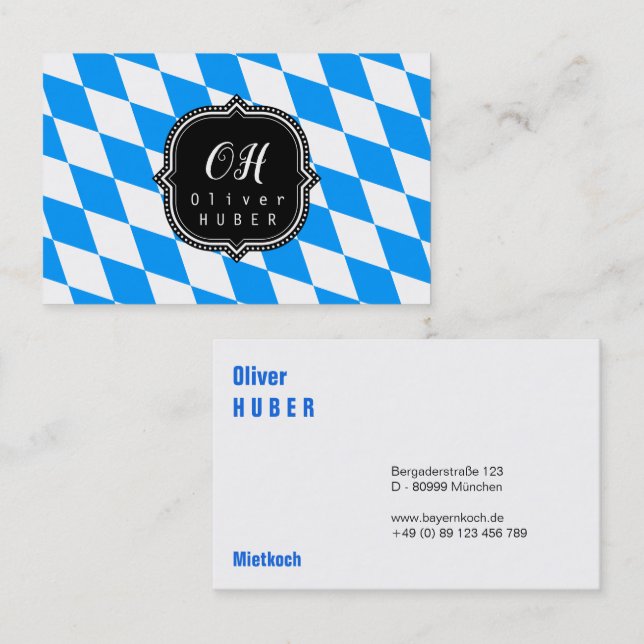 Tarjeta De Visita Baviera Profesional: talla alemana (Anverso / Reverso)