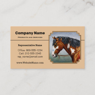 Tarjeta De Visita Bay Indian Pony Pinto Horse Tan