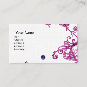 Tarjeta De Visita BAYAS MÁGICAS MONOGRAM lino azul gem