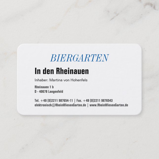 Tarjeta De Visita Bayerische Visitenkarte (Anverso)