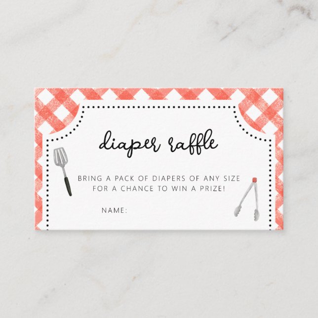 Tarjeta De Visita BBBQ Baby Shower Diaper Raffle (Anverso)