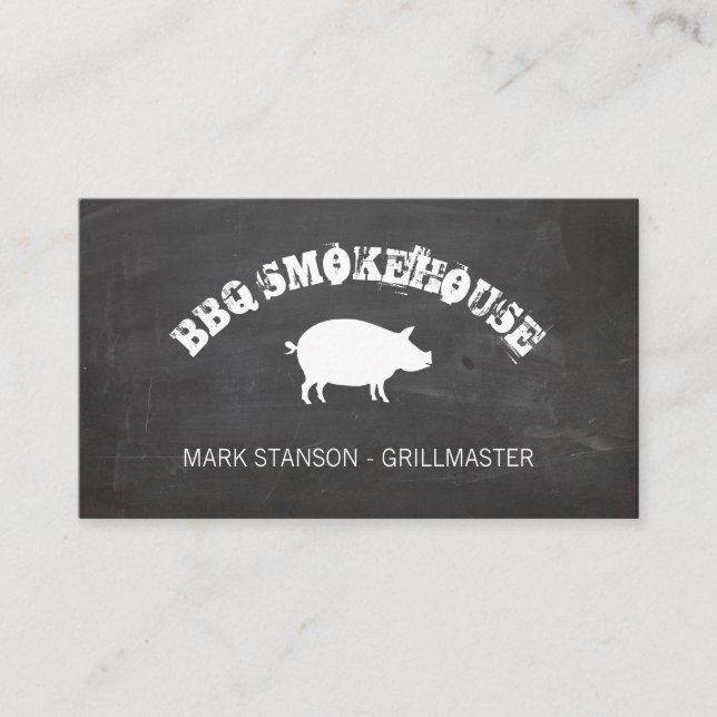 Tarjeta De Visita BBQ / Pig / Fondo Chalk (Anverso)