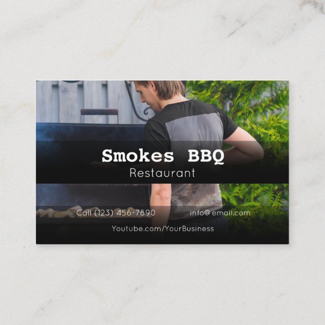 Tarjeta De Visita BBQ Restaurant Grill Smoke Company (Reverso)