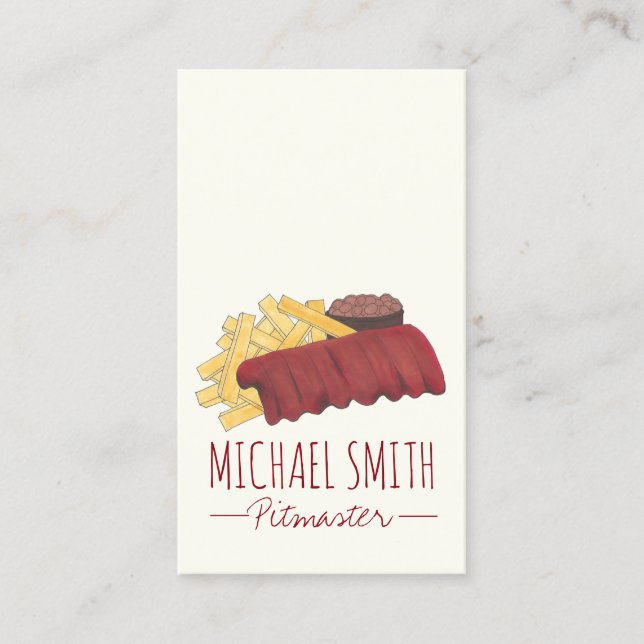 Tarjeta De Visita BBQ Spare Ribs Pitmaster Barbecue Restaurant (Anverso)