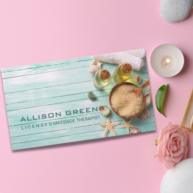 Tarjeta De Visita Beach Aromaterapía Masajista SPA Salon (Beach Aromatherapy Massage therapist SPA Salon Business Card)