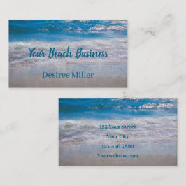 Tarjeta De Visita Beach Blue Coastal Ocean Waves Arte Tropical