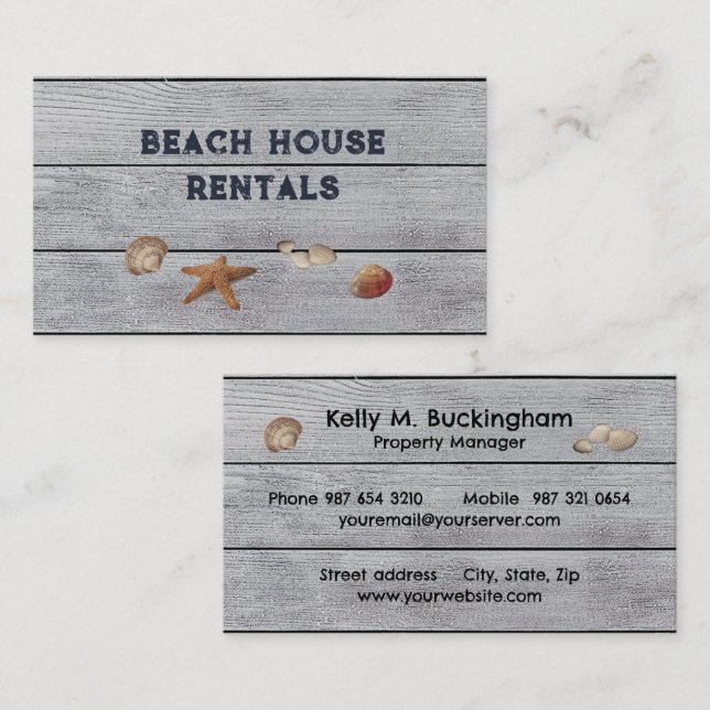 Tarjeta De Visita Beach House Rentals Business Card (Anverso / Reverso)