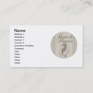 Tarjeta De Visita Beach House Seahorse Seashore