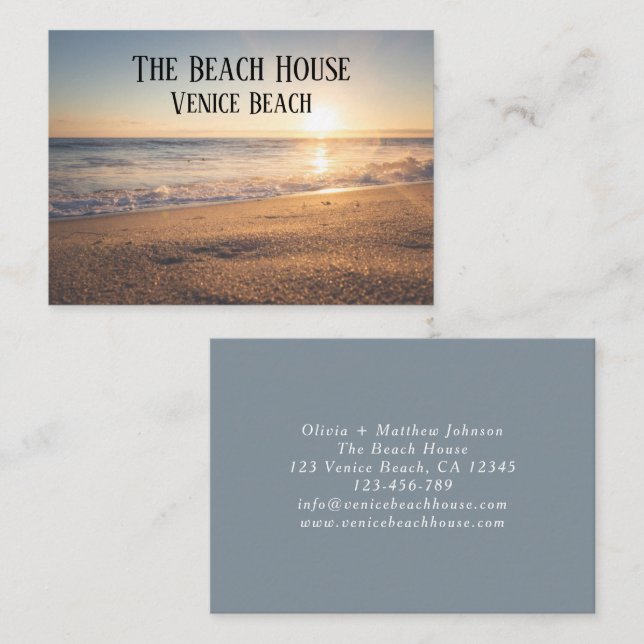 Tarjeta De Visita Beach House Vacation Rental Business Card (Anverso / Reverso)