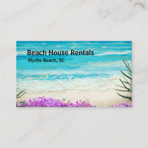 Tarjeta De Visita Beach House Vacation Rental Watercolor