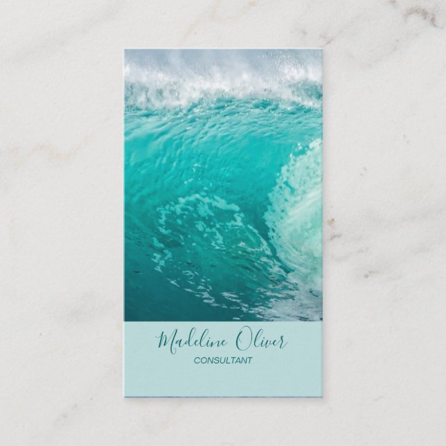 Tarjeta De Visita Beach Ocean Sea Travel Spa Aqua Blue (Anverso)