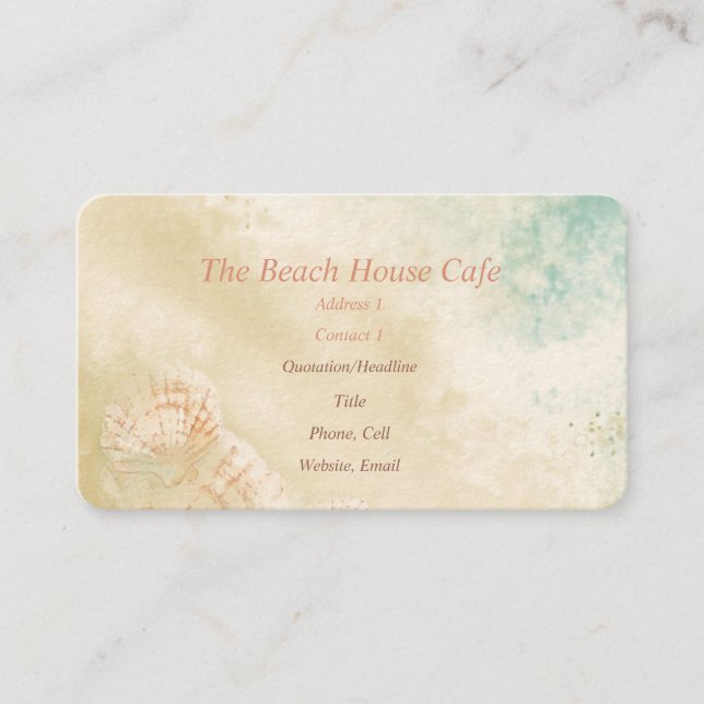 Tarjeta De Visita Beach Ocean Seaside Art Business Card Cafe (Anverso)