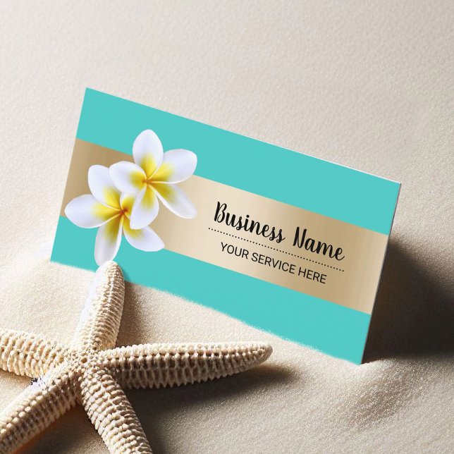 Tarjeta De Visita Beach Plumeria Flor Salón de belleza Spa Turquoise (Subido por el creador)