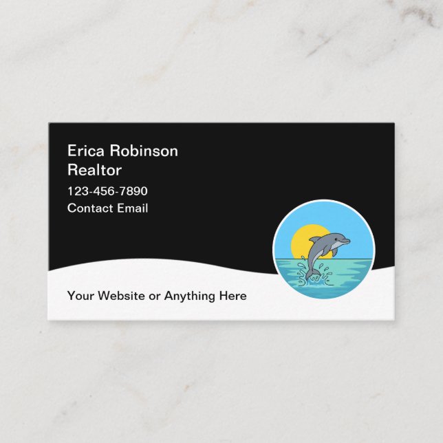 Tarjeta De Visita Beach Realtor Real Estate Business Cards (Anverso)