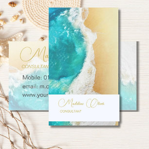 Tarjeta De Visita Beach Scene Coastal Travel Gold Stylish