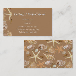 Tarjeta De Visita Beach Seashells Ocean Sea Vacation Personalizado