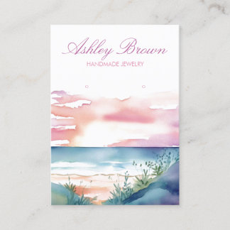 Tarjeta De Visita Beach Sunrise Watercolor Jewelry Earring Display