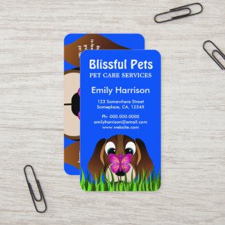 Tarjeta De Visita Beagle azul dulce perro y cuidado de mascotas