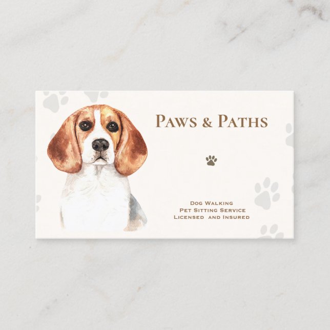 Tarjeta De Visita Beagle Dog Walker Mascota Sitting (Anverso)
