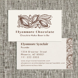 Tarjeta De Visita Bean to Bar Chocolate Maker Elegant Cocoa Design