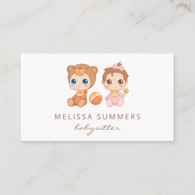 Tarjeta De Visita Bear Baby Girl Niños (Anverso)