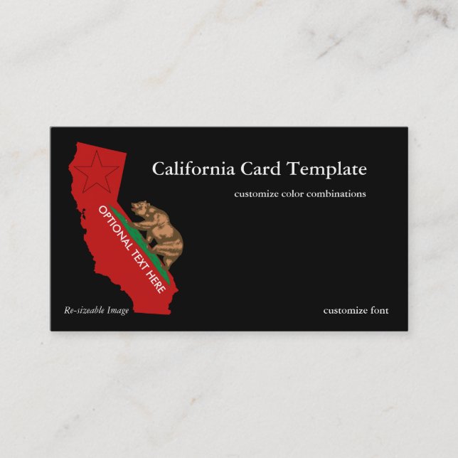 Tarjeta De Visita Bear Flag California State Business Card (Anverso)