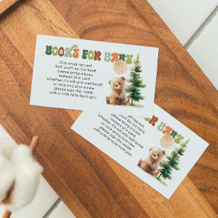 Tarjeta De Visita Beary Cute Woodland Baby Shower Books para el bebé