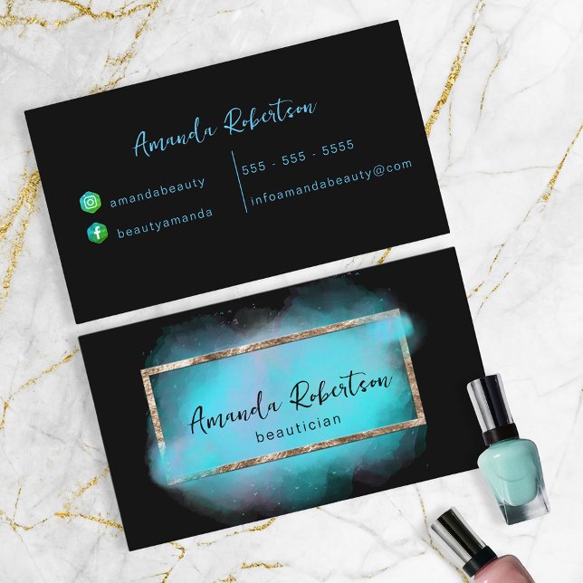 Tarjeta De Visita Beauticist artístico de Glam moderno femenino (Subido por el creador)