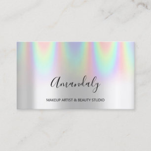 Tarjeta De Visita Beauty Blog maquillaje Artista Rosa Holograma Plat