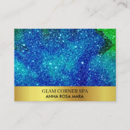 Tarjeta De Visita *~* Beauty Blue Green Purpurina Relieve metalizado