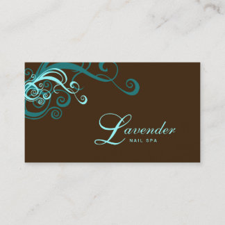 Tarjeta De Visita Beauty Business Card Moderno Swirl Nail Salon Blue