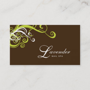Tarjeta De Visita Beauty Business Card Moderno Swirl Nail Salon Gree
