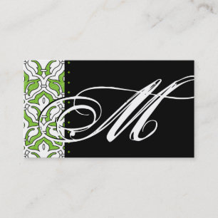 Tarjeta De Visita Beauty Business Card Retro Damask Green