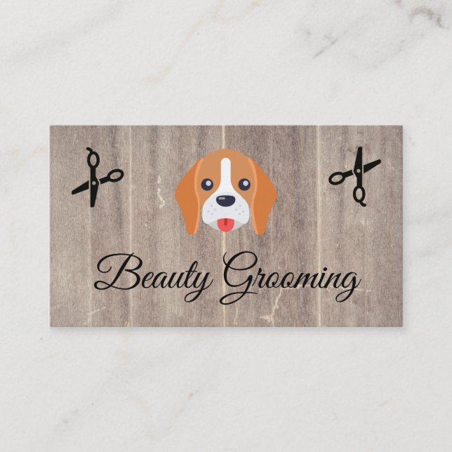 Tarjeta De Visita Beauty Dog Groomer Elite Shears Wood Trim (Anverso)