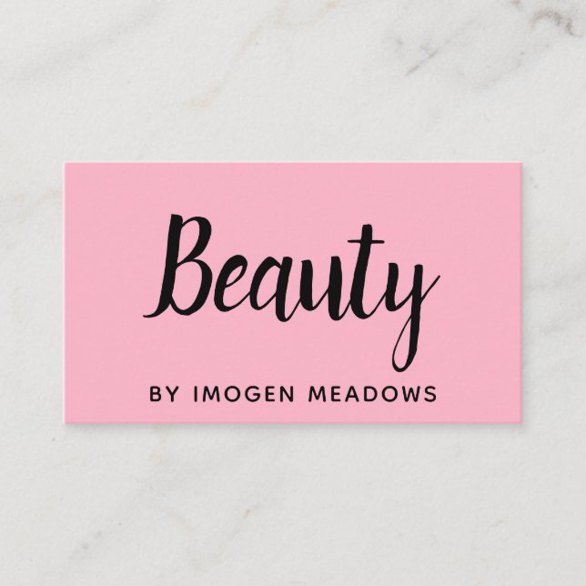 Tarjeta De Visita Beauty Estheticist Script Calligraphy Pink (Anverso)