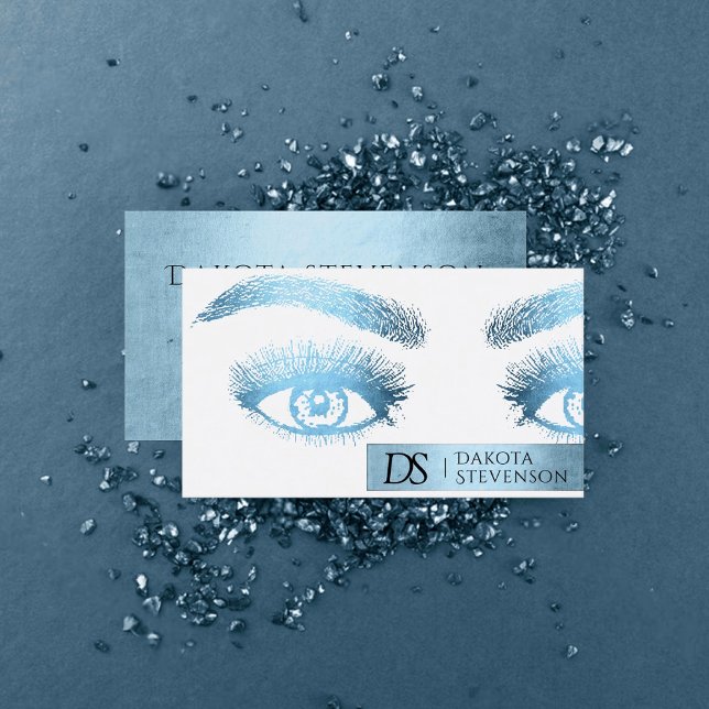 Tarjeta De Visita Beauty Glam Profesional | Glitzy Robin Egg Blue (Subido por el creador)