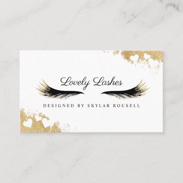 Tarjeta De Visita Beauty Gold Duste Mascara Eye Lujosa (Anverso)