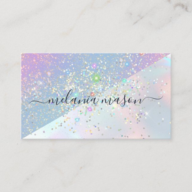 Tarjeta De Visita Beauty Holographic Glam Purpurina Elegant Sparkles (Anverso)