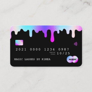 Tarjeta De Visita Beauty Lash Nail Tech Purple & Pink Credit Style