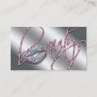 Tarjeta De Visita Beauty Pink Sparkle Lips Purpurina Textos