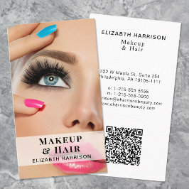 Tarjeta De Visita Beauty Professional Hair Makeup QR Code Photo