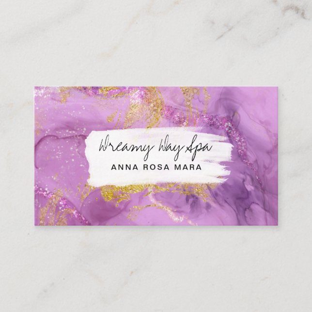 Tarjeta De Visita *~* Beauty Spa QR Resumen Magenta Gold Purpurina  (Anverso)